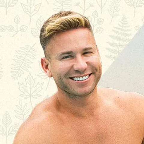 Poolside promotional portrait of two smiling Sean Cody models